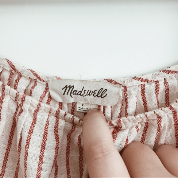 MADEWELL cold shoulder red stripe top - Picture 3 of 6